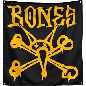 Bones Wheels Vato Rat Banner - 34" x 36" Black/Gold
