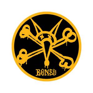 Bones Wheels Vato Rat Sticker - 5" Round Black/Gold
