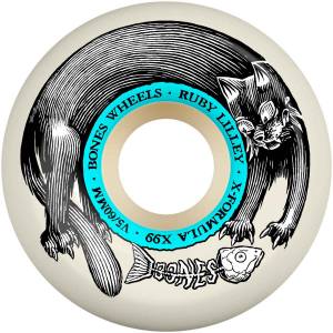 60mm 99a Bones X-Formula V5 Side-Cut Ruby Lilley Pro Cat Wheels - White