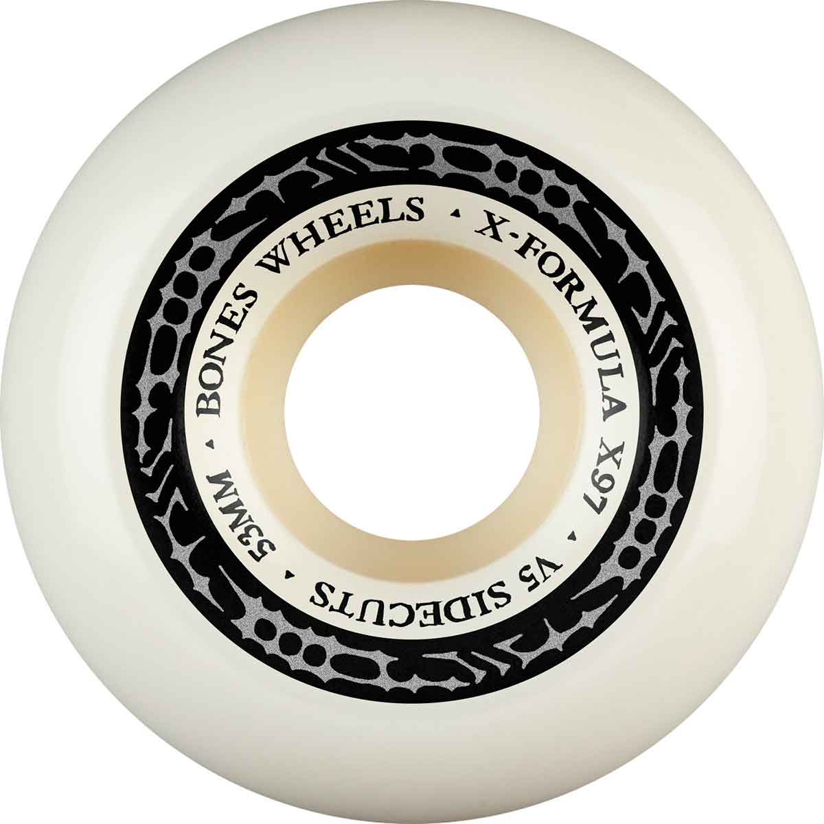 Bones X-Formula V5 Side-Cut Skateboard Wheels - White 53mm 97a