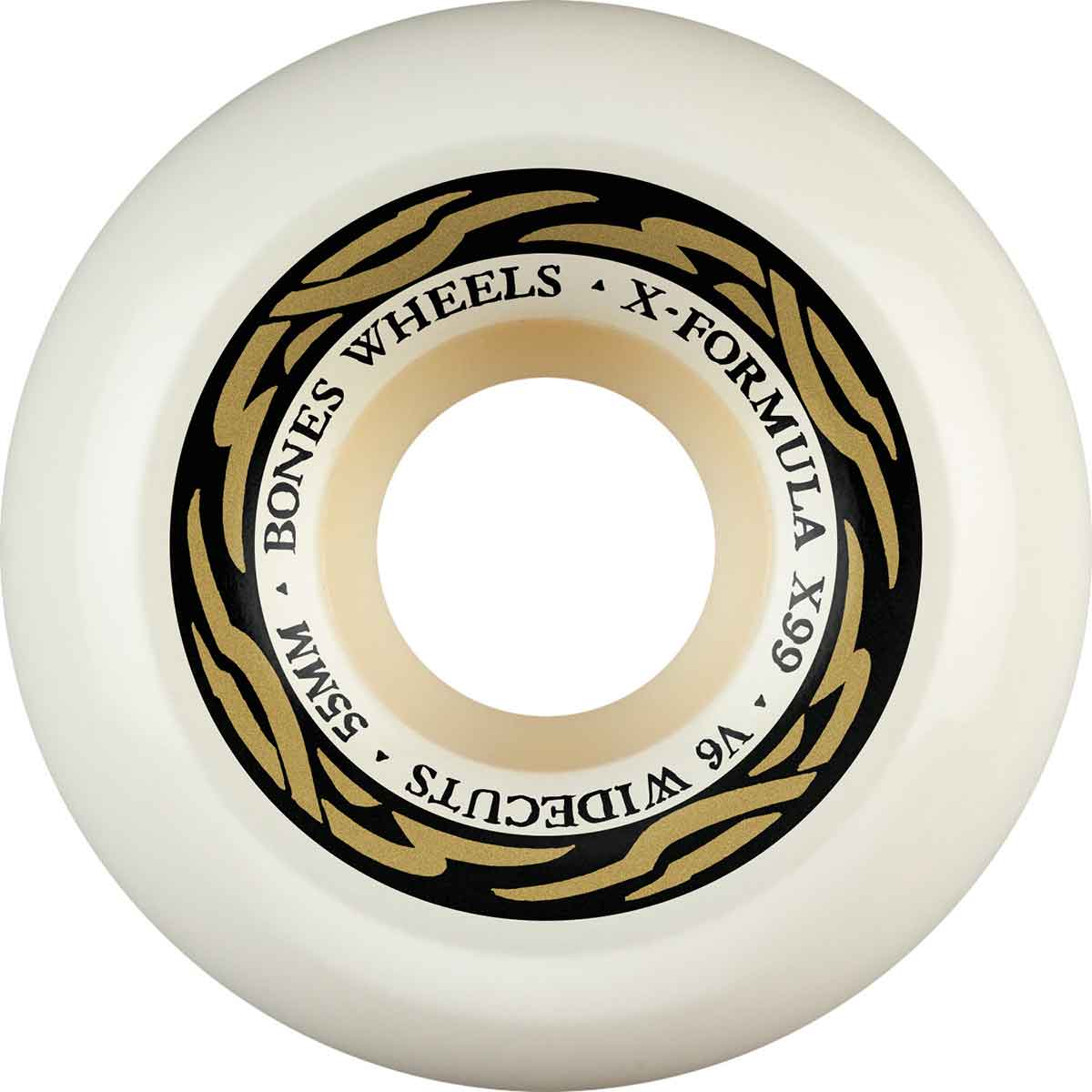 Bones X-Formula V6 Wide-Cut Skateboard Wheels - White 55mm 99a