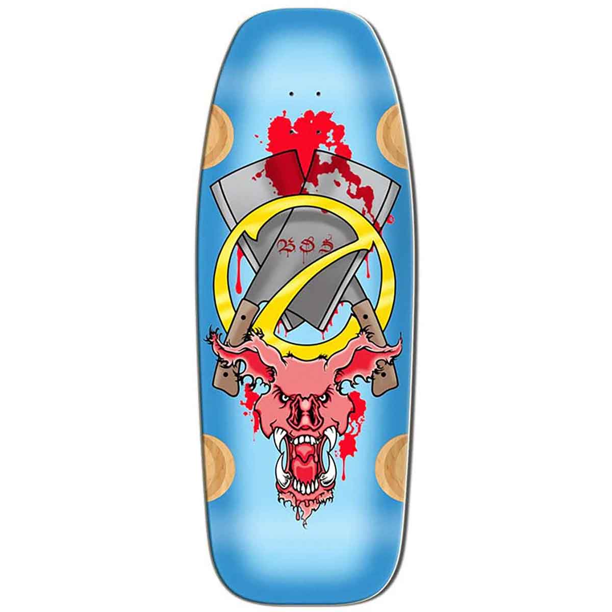 Bulldog Skates Evil Pig Shaped Skateboard Deck - Blue 12x33