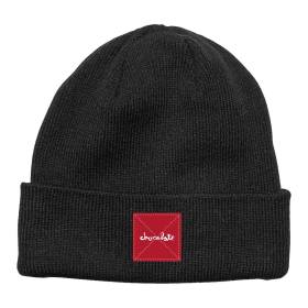 Chocolate Skateboards Square Label Tight Cuff Beanie - Black/Red