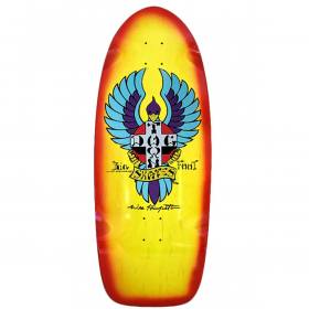 11.878x30.546 Dogtown Big Foot OG 70s Rider Deck - Yellow/Red Fade/Blue Wings
