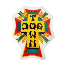 Dogtown 80s Cross Logo Sticker - Rasta 4"