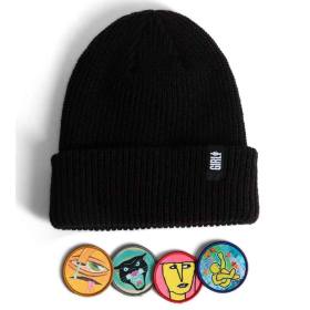 Girl Skateboards Legend Head 4-Patch Cuff Beanie - Black