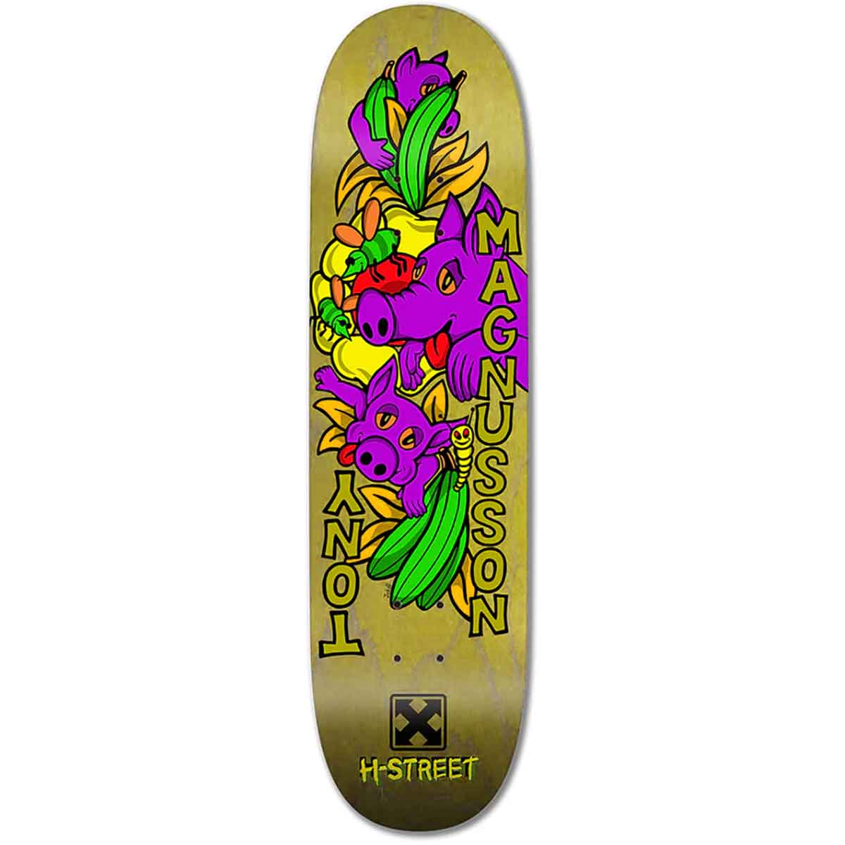 H-Street T-Mag Love Piggies Pop Skateboard Deck - Yellow Stain