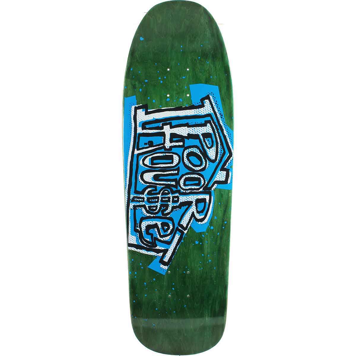【レア 雰囲気◎】80-90's POORHOUSE SKATEBORDS Poorhouse Shaped Skateboard Deck - Green Stain 9.5x32 | SoCal