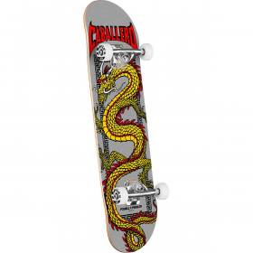 Powell Peralta Cab Chinese Dragon Birch Complete Skateboard - Metallic Silver 7.75x31.08