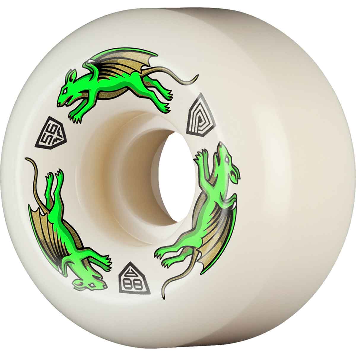 Roues De Skateboard Powell Peralta Dragon Formula - Diamètre 56 Mm, Dureté 88a - Blanches, Neuves