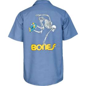 Powell Peralta Skateboard Skeleton Work Shirt - Postal Blue