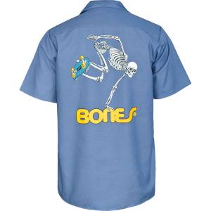 Powell Peralta Skateboard Skeleton Work Shirt - Postal Blue