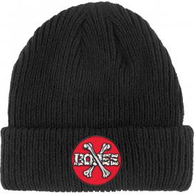 Powell Peralta Cross Bones Cuff Beanie - Black/Red