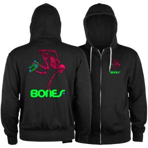 Powell Peralta Skateboard Skeketon Lightweight Zip-Up Hoodie - Blacklight