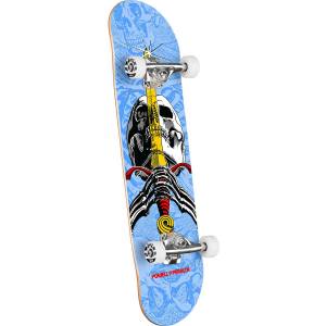 Powell Peralta Skull & Sword Birch Complete Skateboard - Light Blue 7.5x28.65