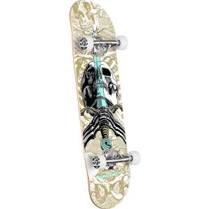 Powell Peralta Skull & Sword Birch Complete Skateboard - White/Metallic Gold 8x31.45