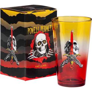 Powell Peralta Skull & Sword Pint Glass - Yellow/Red Fade - PRE-ORDER