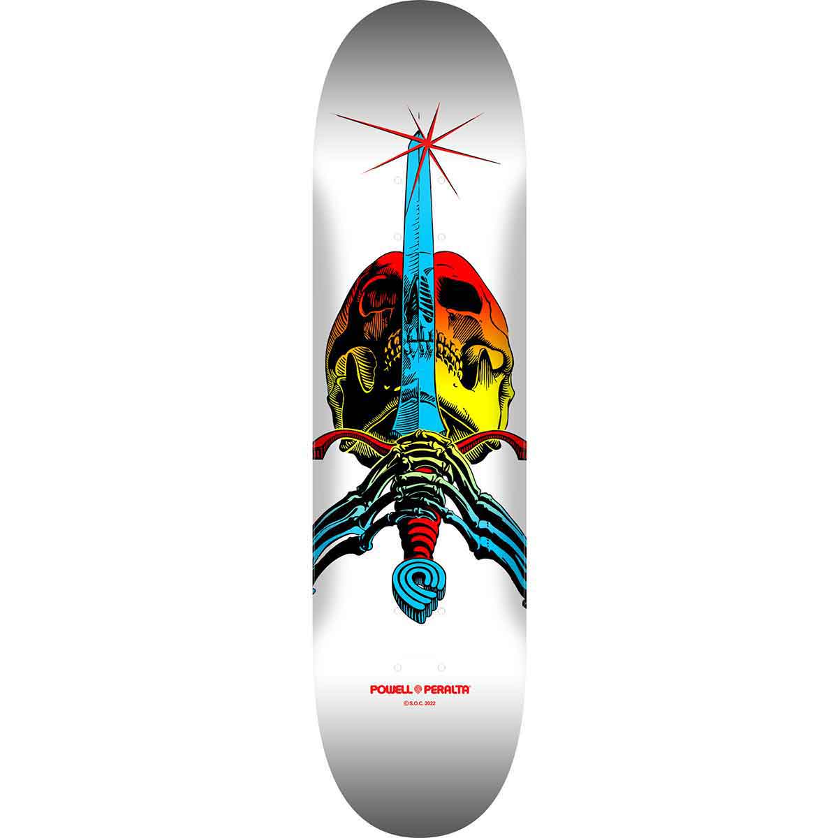 Powell Peralta Skull & Sword Skateboard Deck - Yellow Fade/White