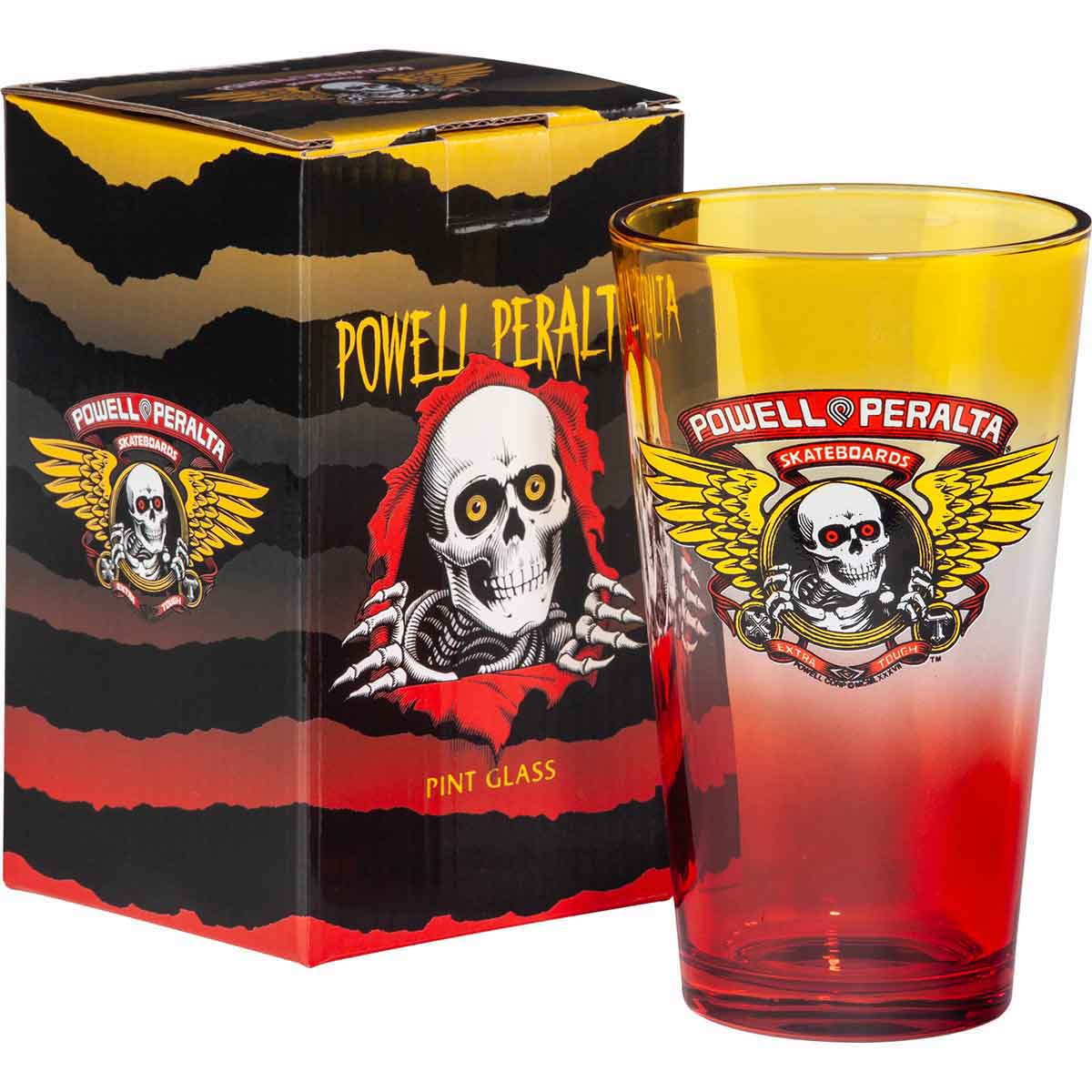 Powell Peralta Winged Ripper Pint Glass - Yellow/Red Fade | SoCal