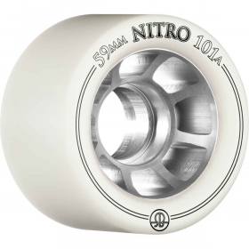 Rollerbones Nitro Wheels - White/Silver Hub 59mm 101a (Set Of 8)