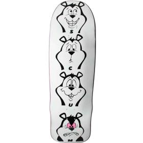 10x32.25 Scum Skates Bear Faces Shaped Deck - White