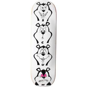 8.75x32.25 Scum Skates Bear Faces Deck - White