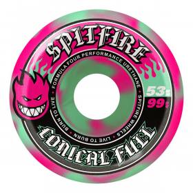 53mm 99a Spitfire Formula Four Team Conical Full Shape Wheels - Pink/Teal Swirl