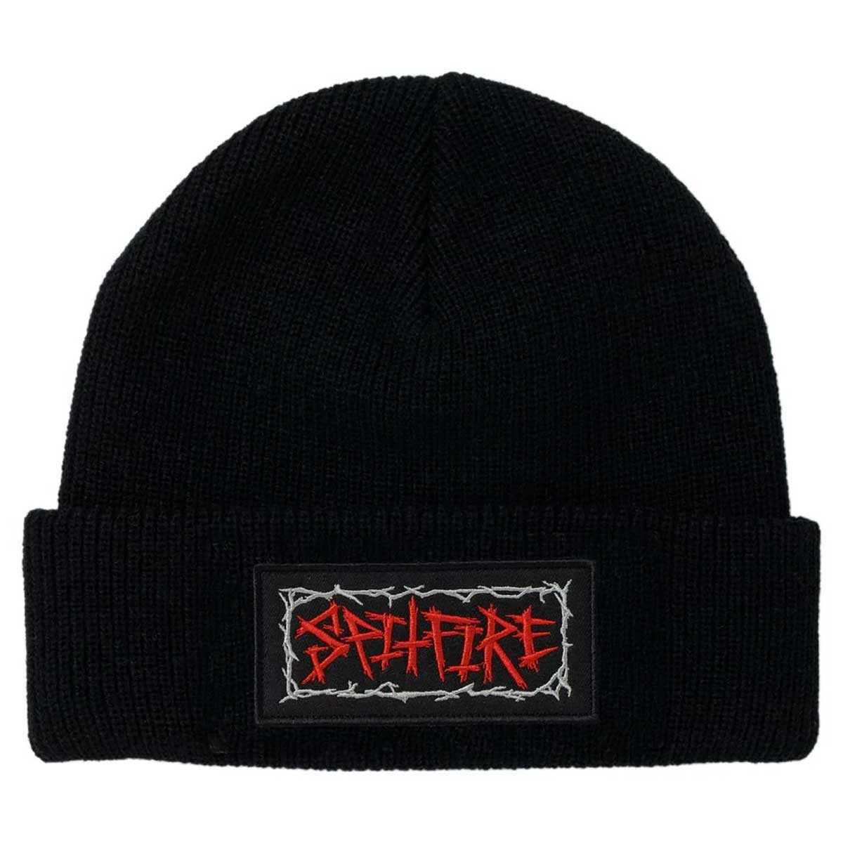 Spitfire Wheels Gas Mask Script Cuff Beanie - Black | SoCal Skateshop