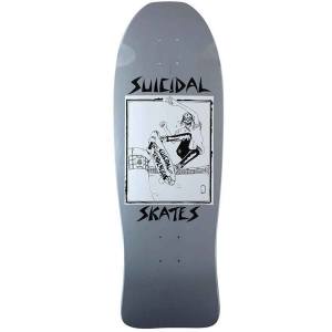 10.125x30.325 Suicidal Skates Pool Skater 80s Re-Issue  Deck - Grey Full Dip/w Blue Pearl