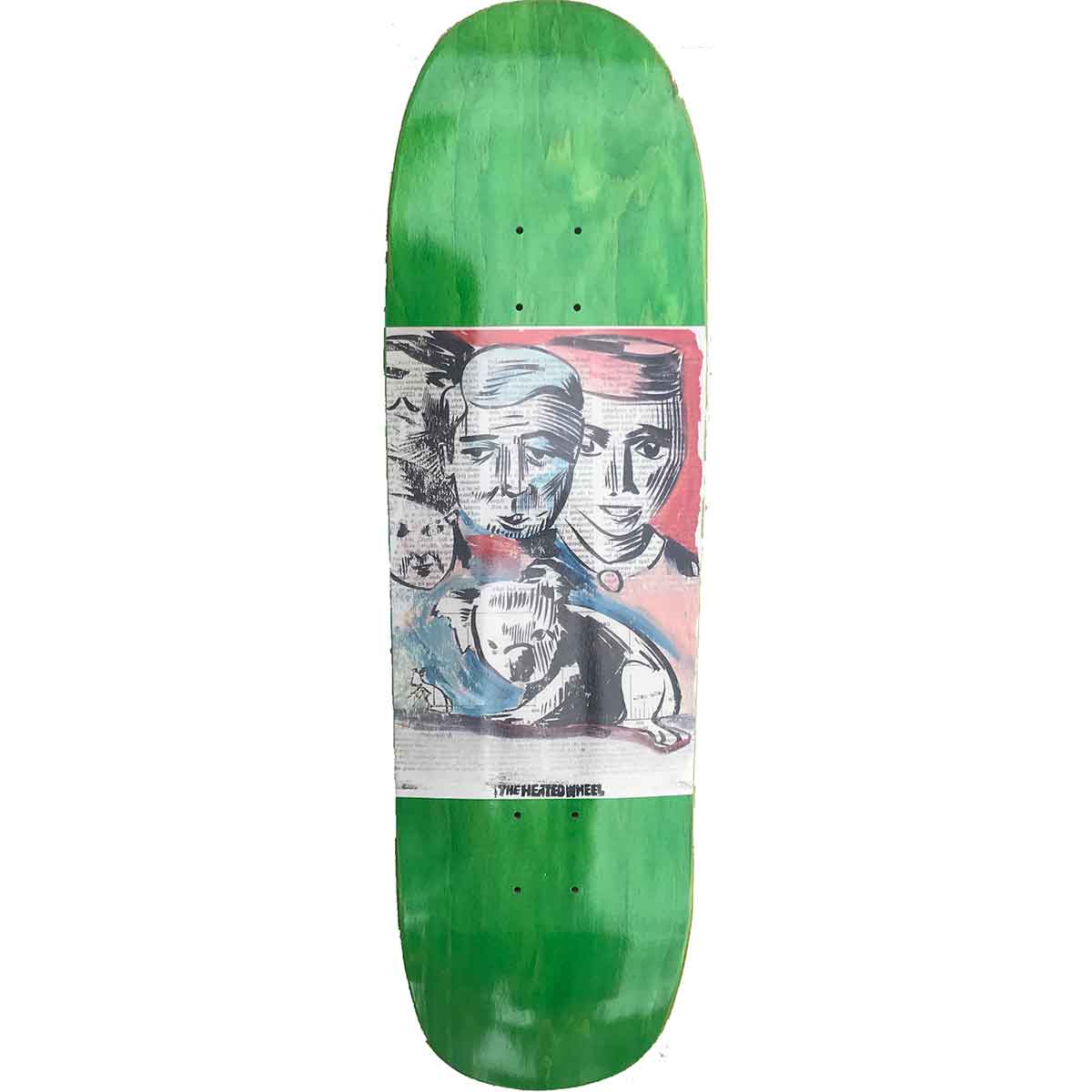 The Heated Wheel Queensland Shaped Skateboard Deck - Green Stain