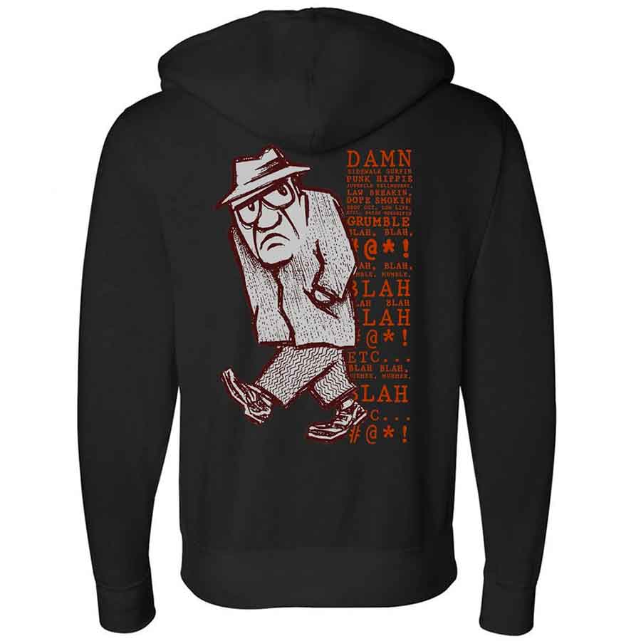 Blockhead Skateboards Grumpy Man Reissue Zip Up Hoodie Black SoCal