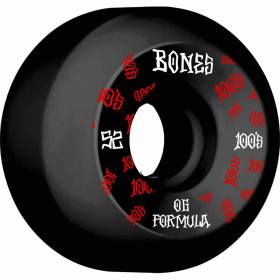 52mm 100a Bones 100s V5 Sidecut OG Wheels - Black