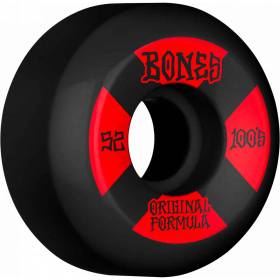 52mm 100a Bones 100s V4 Wide OG #14 Wheels - Black