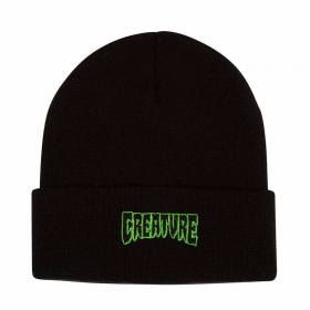 Creature Logo Outline Long Shoreman Beanie - Black