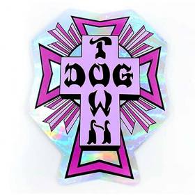 Dogtown Purple Cross Logo Holographic Sticker - 4"