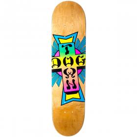 7.25x29.625 Dogtown Street Cross Logo Mini Deck - Natural Stain/Neon Cross