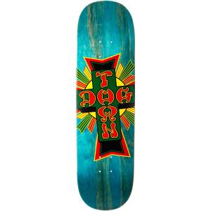 8.75x32.5 Dogtown Street Cross Logo Deck - Teal Stain/Rasta Cross