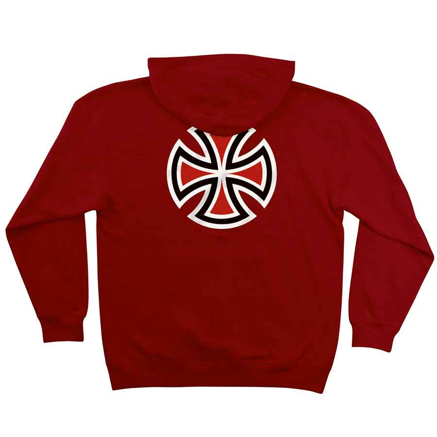 red independent hoodie