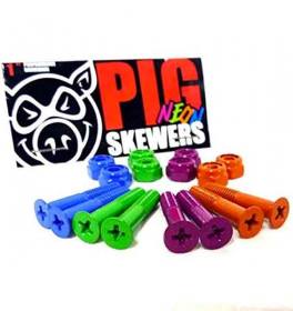 1" Phillips Pig Wheels Skewers Hardware - Neon