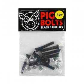 1.25" Phillips Pig Wheels Bolts Hardware - Black