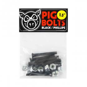 1.5" Phillips Pig Wheels Bolts Hardware - Black