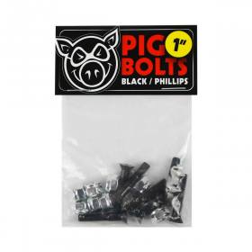 1" Phillips Pig Wheels Bolts Hardware - Black