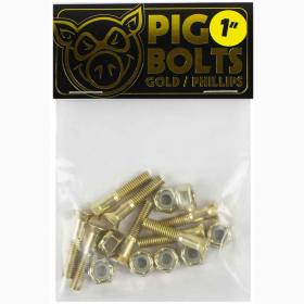 1" Phillips Pig Wheels Bolts Hardware - Gold
