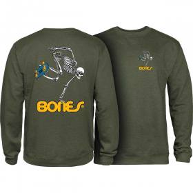 Powell Peralta Skateboard Skeleton Crewneck Sweatshirt - Army Green