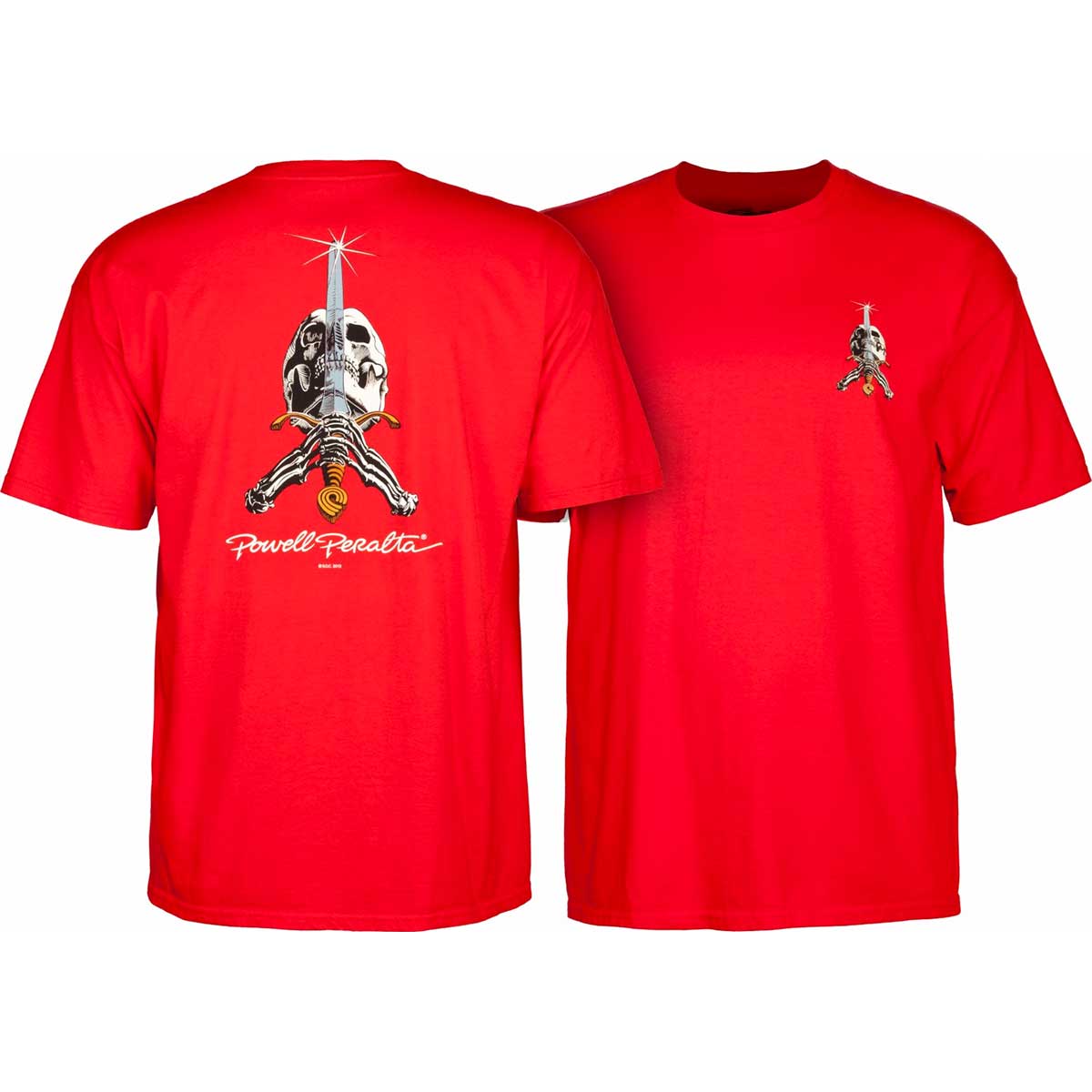 Powell Peralta Skull & Sword T-Shirt - Red | SoCal Skateshop