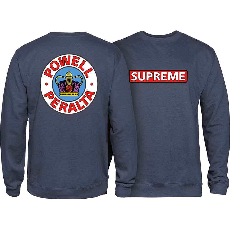 navy blue supreme crewneck