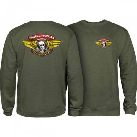 Powell Peralta Winged Ripper Crewneck Sweatshirt - Army Green