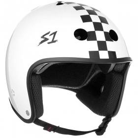 S1 Retro Lifer Helmet - Gloss White/Black Checkers