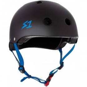 S1 Mini Lifer Helmet - Black Matte/Cyan Straps