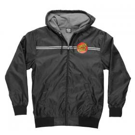 Santa Cruz Dot Zip Hooded Windbreaker Coaches Jacket - Black
